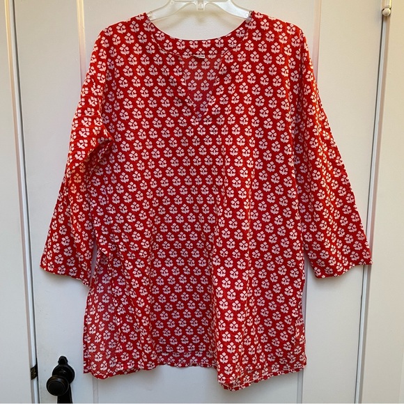 Red & white cotton tunic - Picture 1 of 10